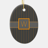 Grijs met Sinaasappel Pinstripes Ornament (Achterkant)