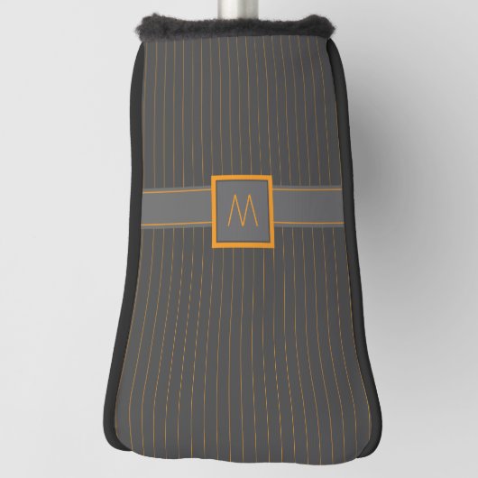 Grijs met Sinaasappel Pinstripes Putter Hoesje Golfheadcover (Draai 90)
