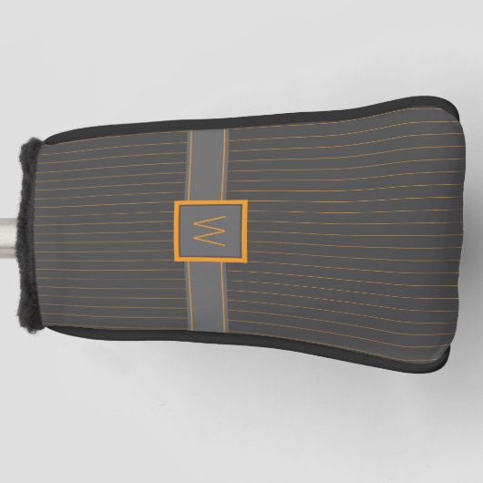 Grijs met Sinaasappel Pinstripes Putter Hoesje Golfheadcover (Voorkant)