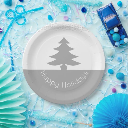 Grijs met wit papieren bordje (Feest)