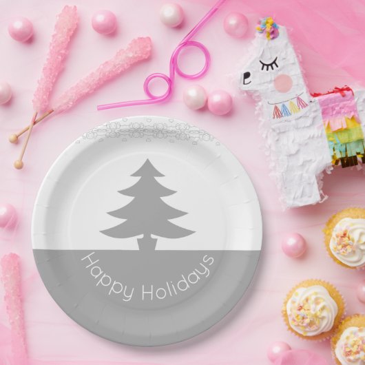 Grijs met wit papieren bordje (Feest)