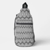 GRIJS MET WITTE KANT LOOK RIJEN SLING BAG (Voorkant)
