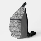 GRIJS MET WITTE KANT LOOK RIJEN SLING BAG (Rechterhoek)