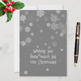 Grijs met witte sneeuwvlokken kerst feestdagenkaart