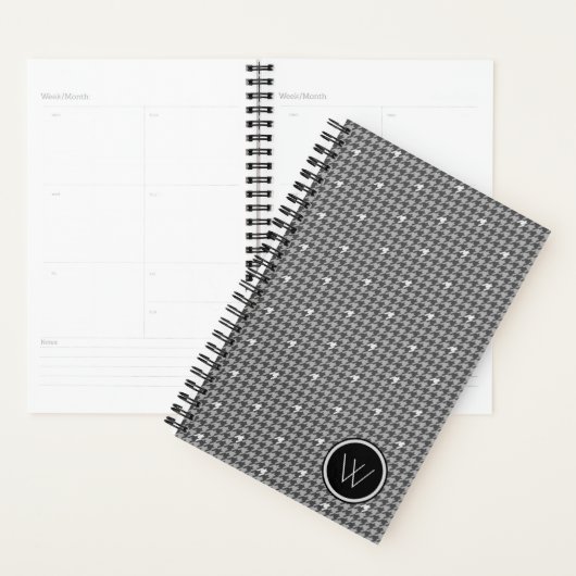 Grijs met zilveraccent dambordpatroon planner (Display)
