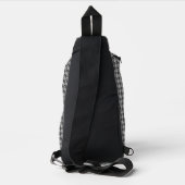 Grijs met zilveraccent ruitenpatroon sling bag (Achterkant)