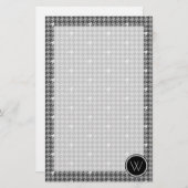 Grijs met zilveren accent Houndstooth Stationery Briefpapier (Voorkant / Achterkant)
