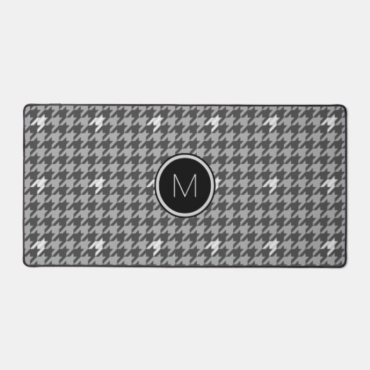 Grijs met zilveren accenten Houndstooth Bureaumat (Voorkant)