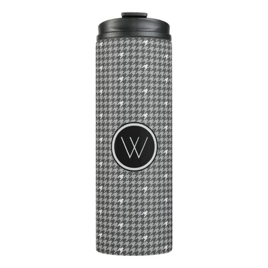 Grijs met Zilveren Houndstooth Thermische Tumbler Thermosbeker (Voorkant)
