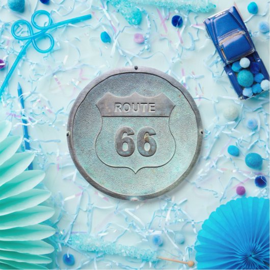 Grijs Metaal Route 66 Plaque, Souvenir Papieren Bordje (Feest)
