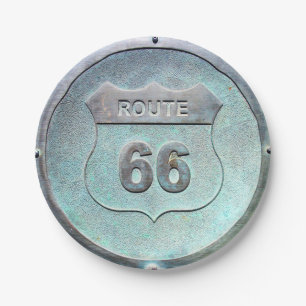 Grijs Metaal Route 66 Plaque, Souvenir Papieren Bordje