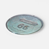 Grijs Metaal Route 66 Plaque, Souvenir Papieren Bordje (Gekanteld)