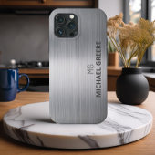 Grijs Metallic Professioneel Monogrammed Case-Mate iPhone Case