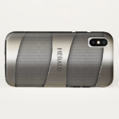 Grijs metallisch geometrisch ontwerp Case-Mate iPhone case (Achterkant (horizontaal))