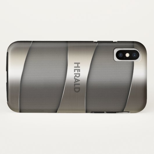 Grijs metallisch geometrisch ontwerp Case-Mate iPhone case (Achterkant (horizontaal))