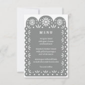 GRIJS MEXICAANS PAPEL PICADO-menu Aankondiging (Voorkant)