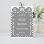 GRIJS MEXICAANS PAPEL PICADO-menu Aankondiging (Staand voorkant)