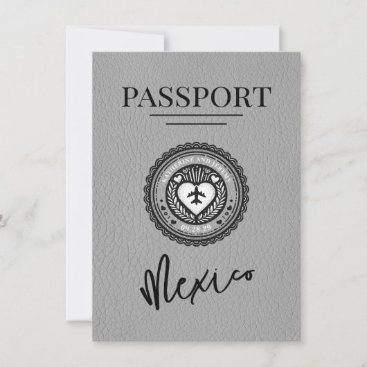 Grijs Mexico paspoort Bewaar de datum Save The Date (Voorkant)