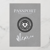 Grijs Mexico Passport Wedding Folie Uitnodiging (Voorkant)