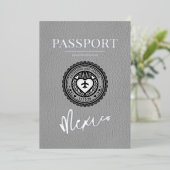 Grijs Mexico Passport Wedding Folie Uitnodiging (Staand Voorkant)