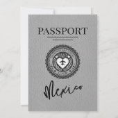 Grijs Mexico Passport Wedding Kaart (Achterkant)