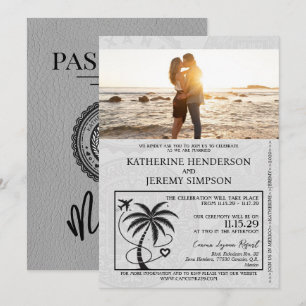 Grijs Mexico Passport Wedding Kaart