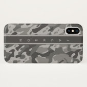 Grijs militair camouflagepatroon met naam Case-Mate iPhone case (Achterkant (horizontaal))