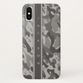 Grijs militair camouflagepatroon met naam Case-Mate iPhone case (Achterkant)