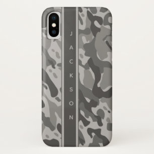 Grijs militair camouflagepatroon met naam Case-Mate iPhone case