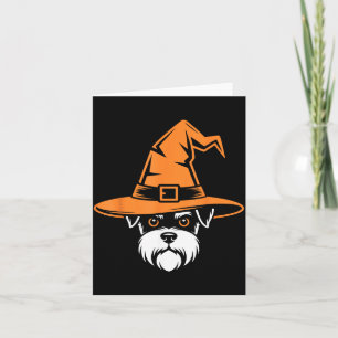 Grijs Miniature Schnauzer Heksenhoed Halloween Hon Kaart