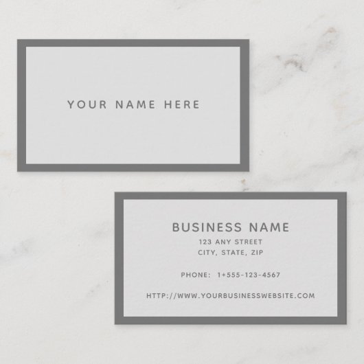 Grijs minimaal Visitekaartje (Voorkant / Achterkant)