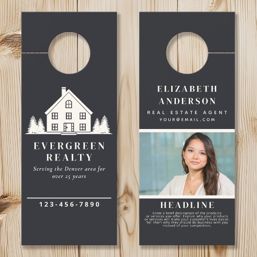 Grijs Minimal Rustic Real Estate Agent House Foto Deurhanger