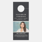 Grijs Minimal Rustic Real Estate Agent House Foto Deurhanger (Achterkant)