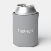 Grijs minimalistisch aangepaste naam  blikjeskoeler (Blikje Voorkant)