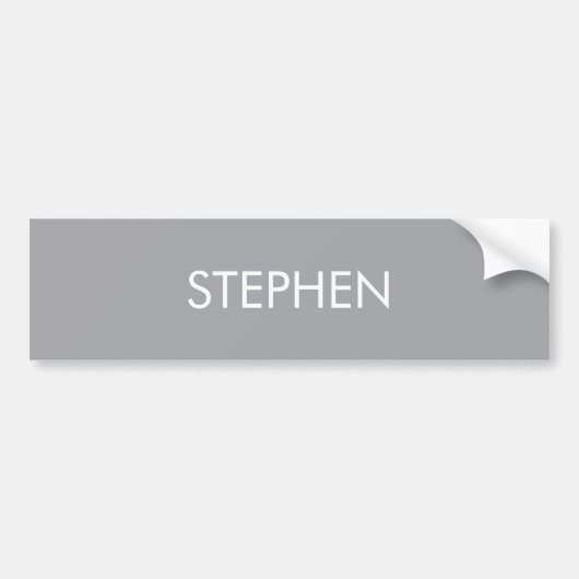 Grijs minimalistisch aangepaste naam bumpersticker (Voorkant)