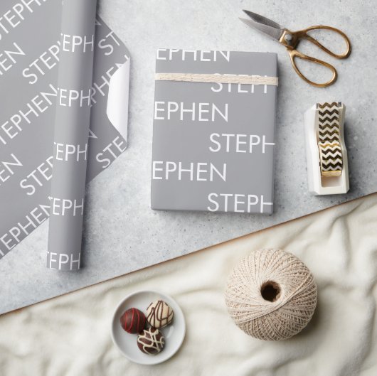 Grijs minimalistisch aangepaste naam cadeaupapier (Crafts)