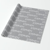 Grijs minimalistisch aangepaste naam cadeaupapier (Uitgerold)