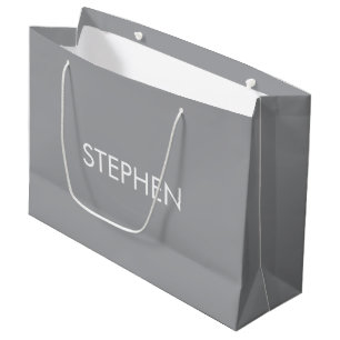 Grijs minimalistisch aangepaste naam  groot cadeauzakje