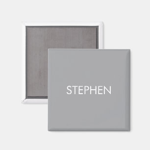 Grijs minimalistisch aangepaste naam magneet