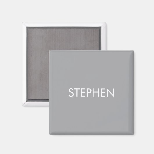 Grijs minimalistisch aangepaste naam magneet (Voorkant / Achterkant)