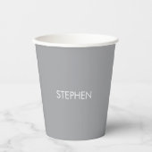 Grijs minimalistisch aangepaste naam papieren bekers (Voorkant)