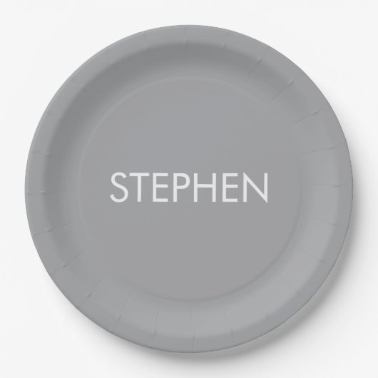 Grijs minimalistisch aangepaste naam papieren bordje (Voorkant)