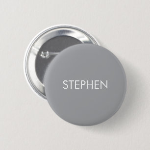 Grijs minimalistisch aangepaste naam ronde button 5,7 cm