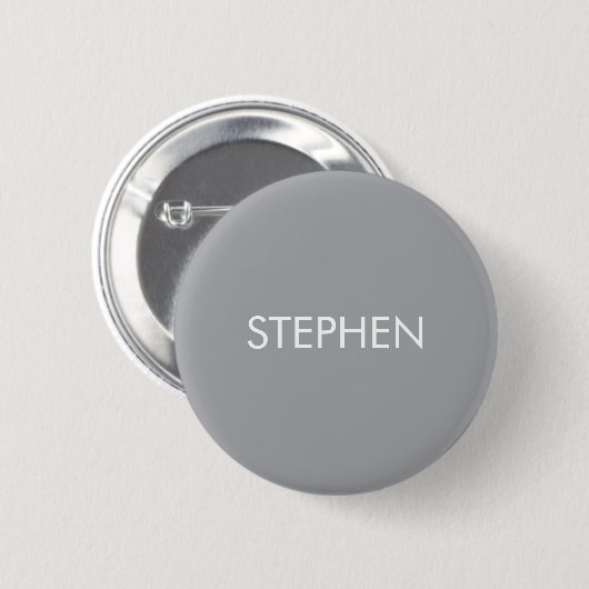 Grijs minimalistisch aangepaste naam ronde button 5,7 cm (Voorkant /achterkant)