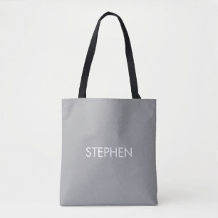Grijs minimalistisch aangepaste naam tote bag