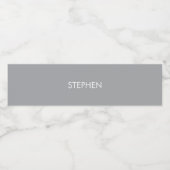 Grijs minimalistisch aangepaste naam waterfles etiket (Enkel label)