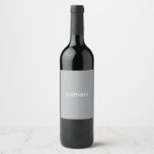 Grijs minimalistisch aangepaste naam wijn etiket (Voorkant)