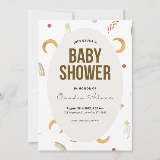 Grijs Minimalistisch Baby shower Invitation Kaart (Voorkant)