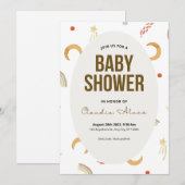 Grijs Minimalistisch Baby shower Invitation Kaart (Voorkant / Achterkant)