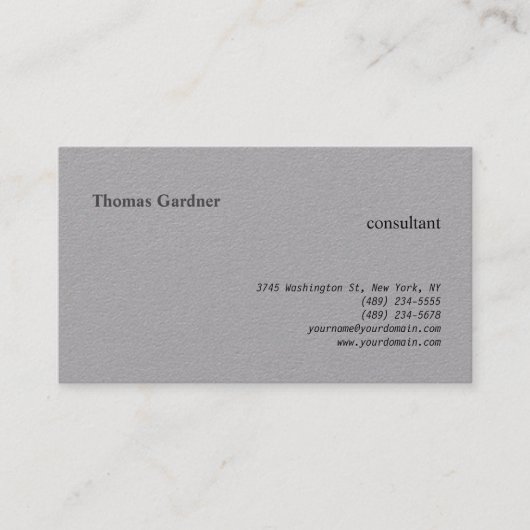 Grijs Minimalistisch Eenvoudig Creatief Modernist Visitekaartje (Voorkant)